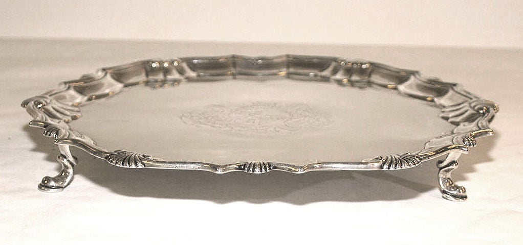 18th Century and Earlier A STERLING SILVER SALVER BY ROBERT ABERCROMBY. LONDON, 1742 For Sale